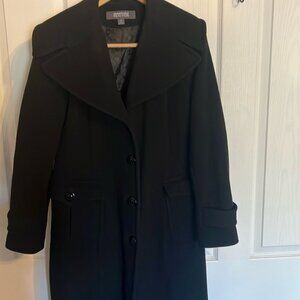 Kenneth Cole Reaction black wool blend lined maxi coat sz10